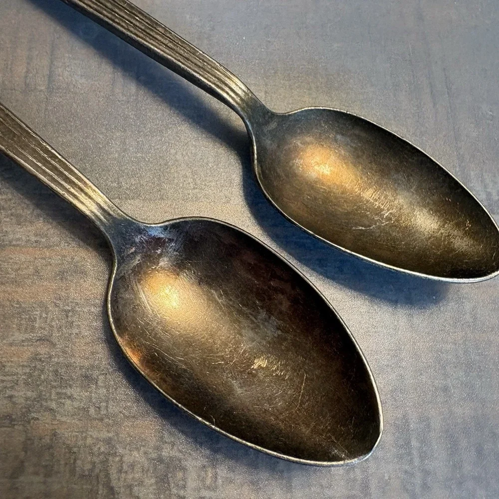 Pair Vintage United Airlines Spoons International Silver Co 5 ¾